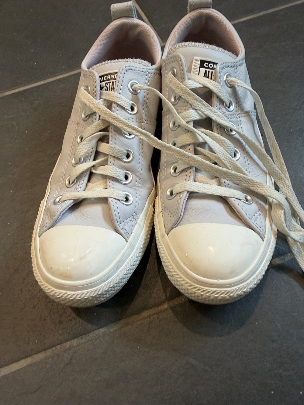 Converse Low Top Sneakers in Light Gray and White